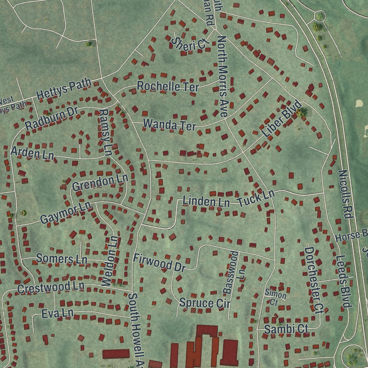Close-up 2 of the Farmingville, New York map artwork