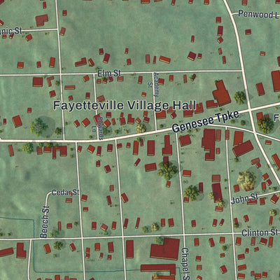 Close-up 1 of the Fayetteville, New York map artwork