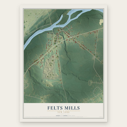 Felts Mills, New York map print, the full design