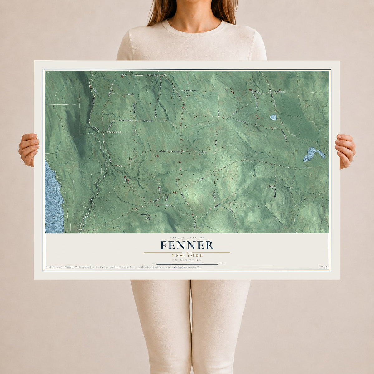 Fenner, New York map print, 24" x 36" Archival Matte Print mockup