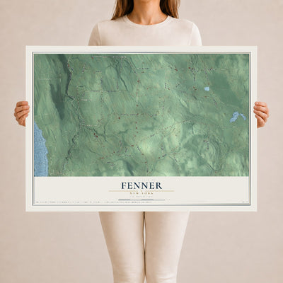 Fenner, New York map print, 24" x 36" Archival Matte Print mockup