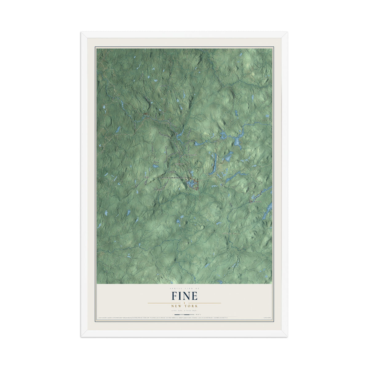 Fine, New York map print, 12" x 18" W/ White Ayous Wood Frame mockup
