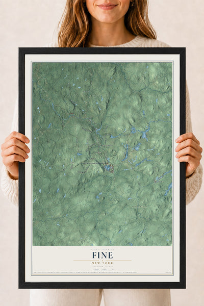 Fine, New York map print, 18" x 24" W/ Black Ayous Wood Frame mockup