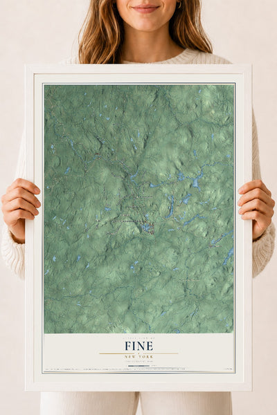Fine, New York map print, 18" x 24" W/ White Ayous Wood Frame mockup