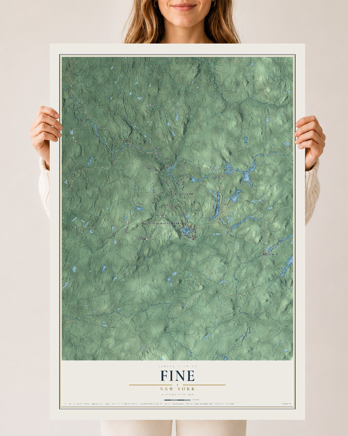 Fine, New York map print, 24" x 36" Archival Matte Print mockup