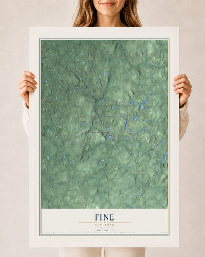 Fine, New York map print, 24" x 36" W/ White Ayous Wood Frame mockup