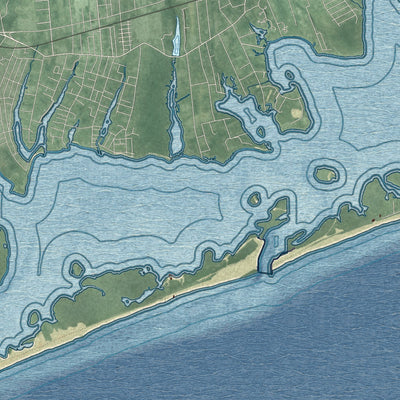 Close-up 2 of the Fire Island, New York map artwork