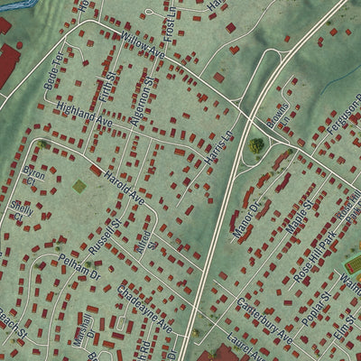 Close-up 1 of the Firthcliffe, New York map artwork