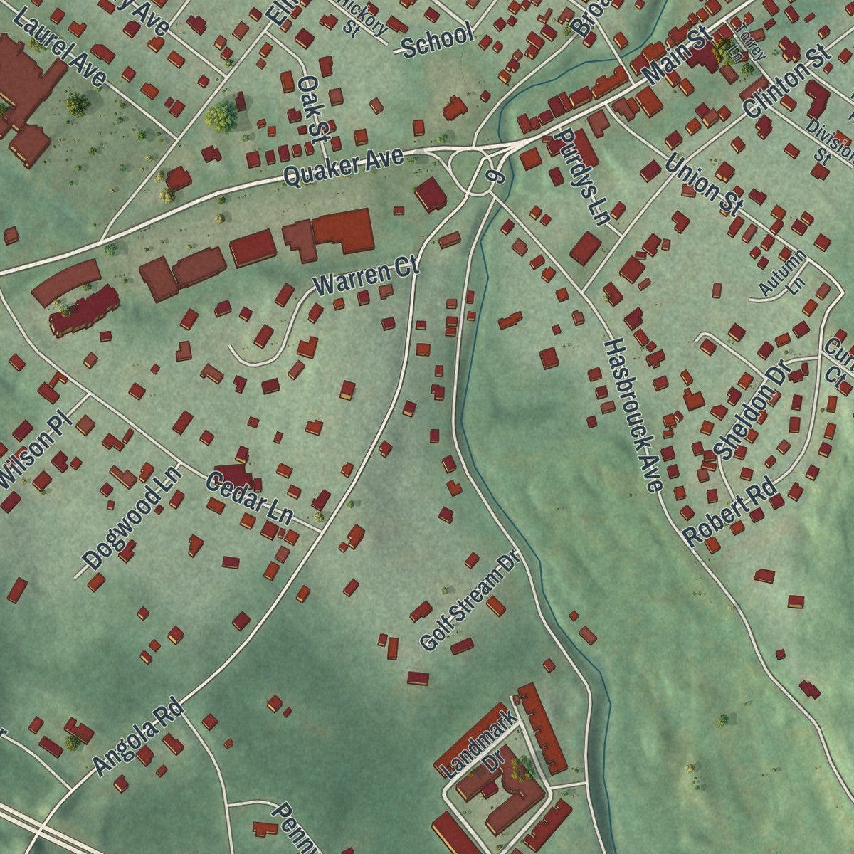 Close-up 2 of the Firthcliffe, New York map artwork