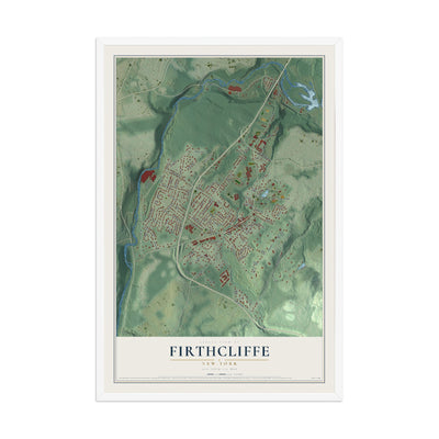 Firthcliffe, New York map print, 12" x 18" W/ White Ayous Wood Frame mockup