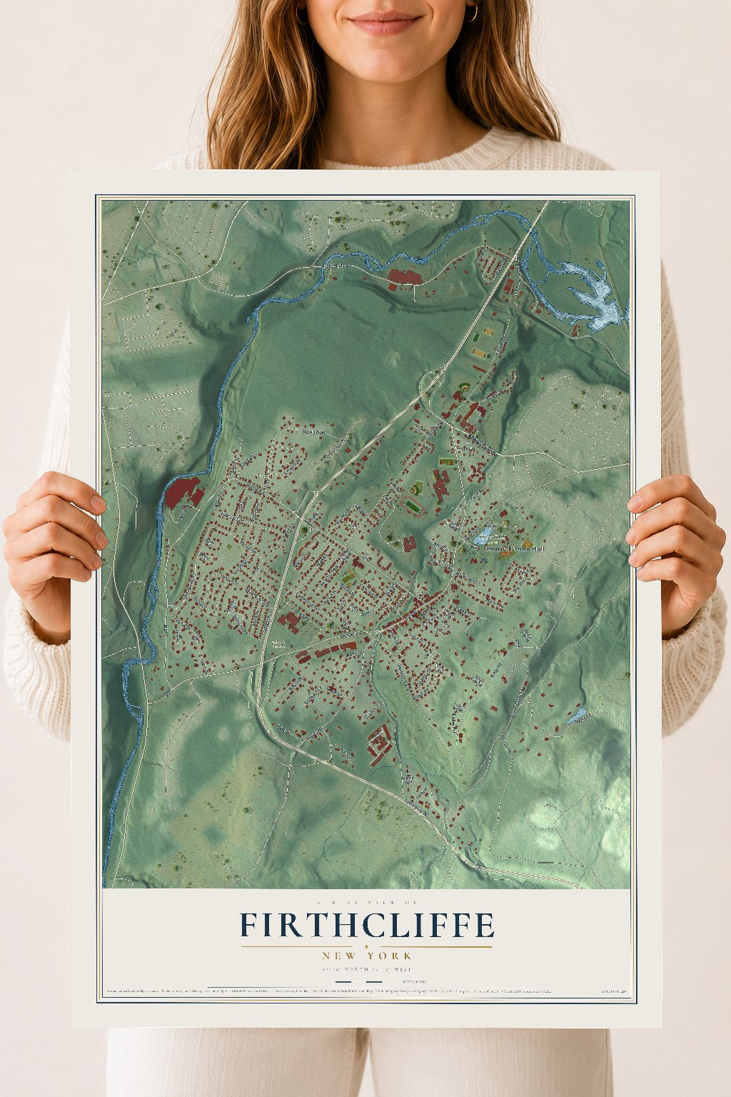 Firthcliffe, New York map print, 18" x 24" Archival Matte Print mockup