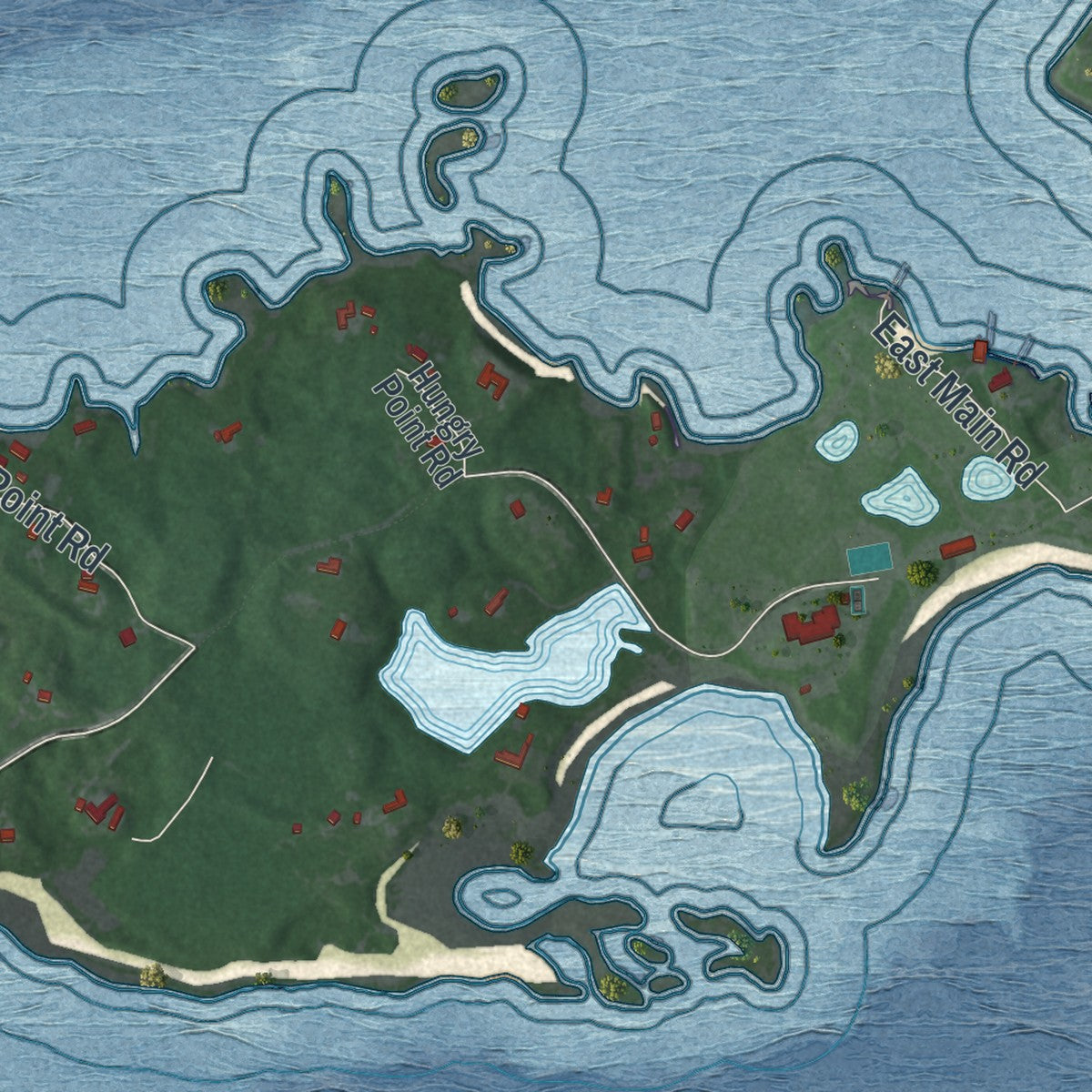 Close-up 1 of the Fishers Island, New York map artwork