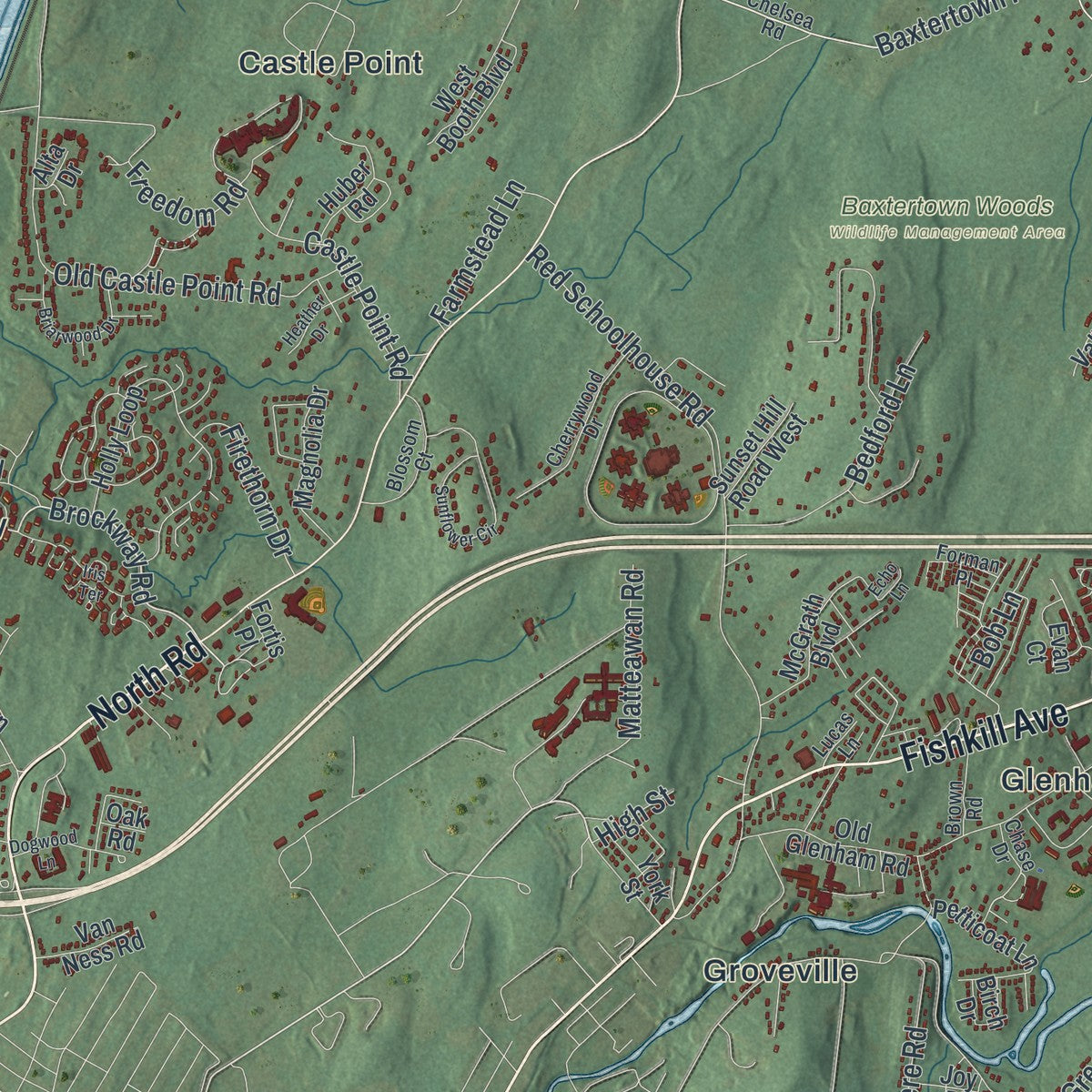 Close-up 2 of the Fishkill, New York map artwork