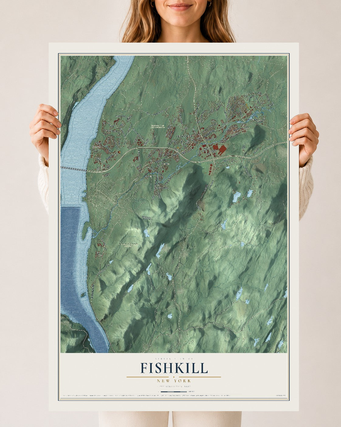 Fishkill, New York map print, 24" x 36" Archival Matte Print mockup