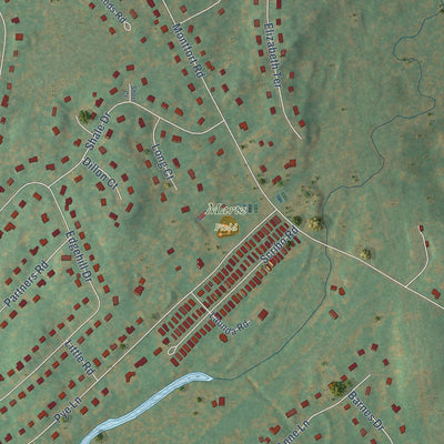 Close-up of the map of Fishkill Plains, New York print showing street and building detail