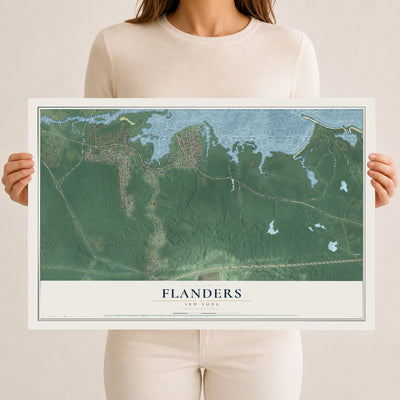 Flanders, New York map print, 12" x 18" Archival Matte Print mockup