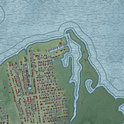 Close-up 1 of the Flanders, New York map artwork