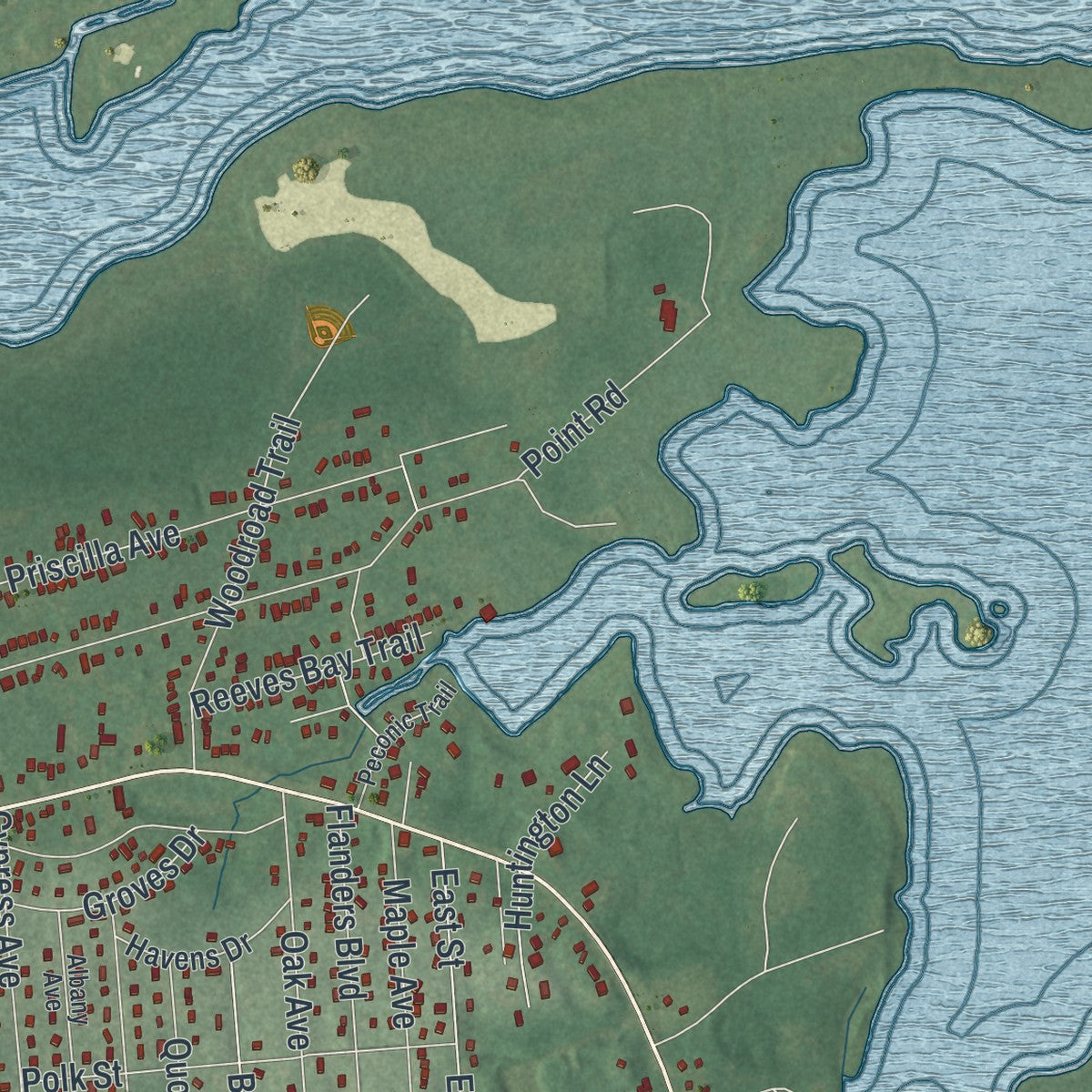 Close-up 2 of the Flanders, New York map artwork