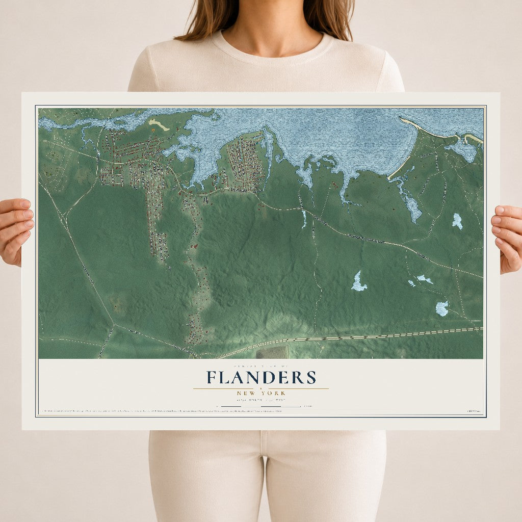 Flanders, New York map print, 18" x 24" Archival Matte Print mockup