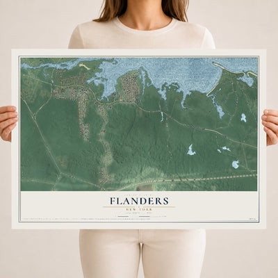Flanders, New York map print, 18" x 24" Archival Matte Print mockup
