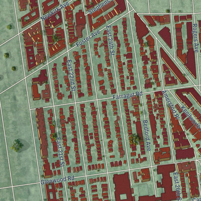 Close-up of the map of Flatbush, New York print showing street and building detail