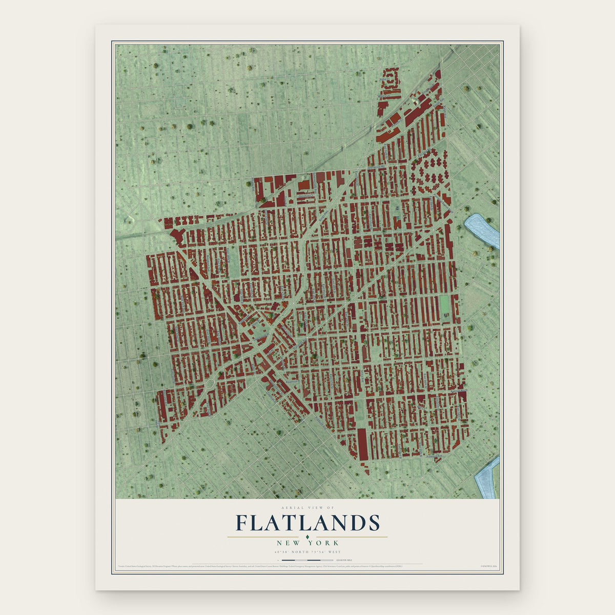 Flatlands, New York map print, the full design