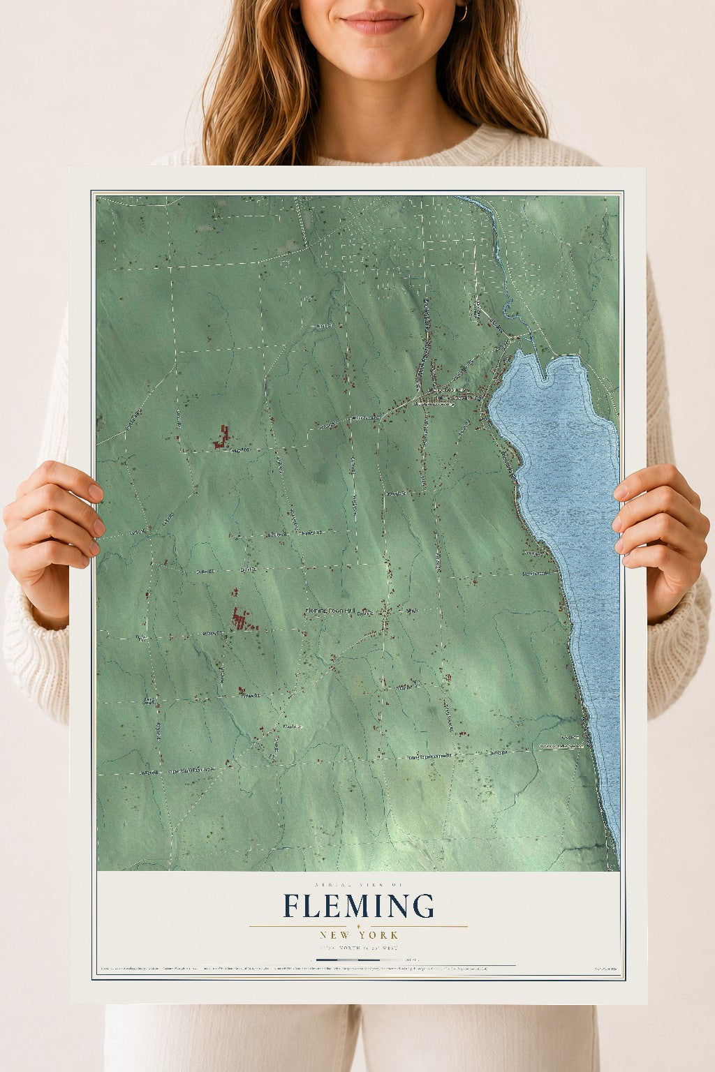 Fleming, New York map print, 18" x 24" Archival Matte Print mockup