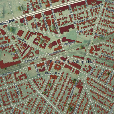 Close-up 1 of the Floral Park, New York map artwork