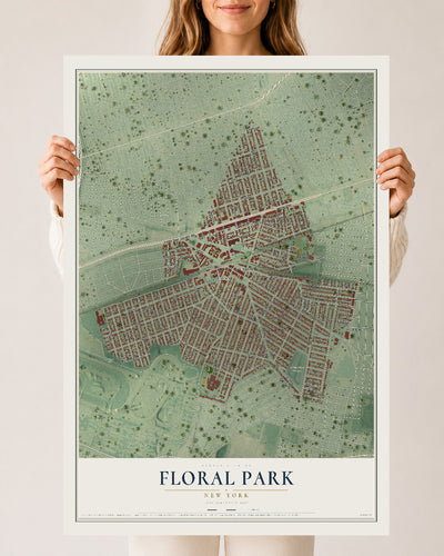 Floral Park, New York map print, 24" x 36" Archival Matte Print mockup