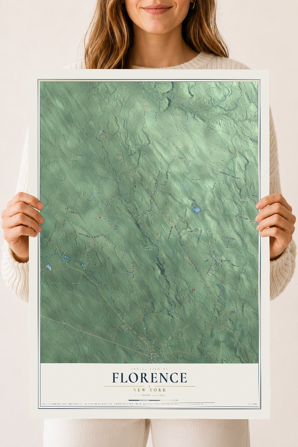 Florence, New York map print, 18" x 24" Archival Matte Print mockup