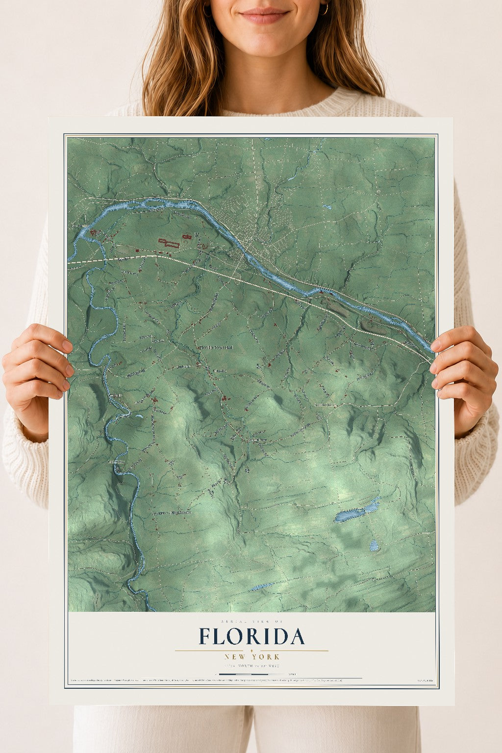 Florida, New York map print, 18" x 24" Archival Matte Print mockup