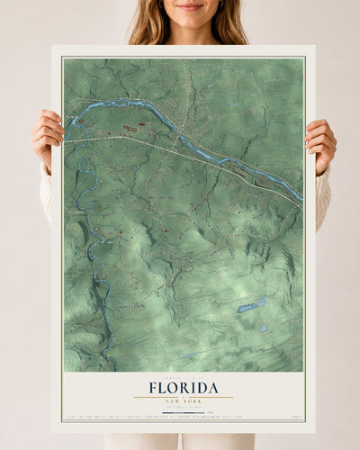 Florida, New York map print, 24" x 36" Archival Matte Print mockup
