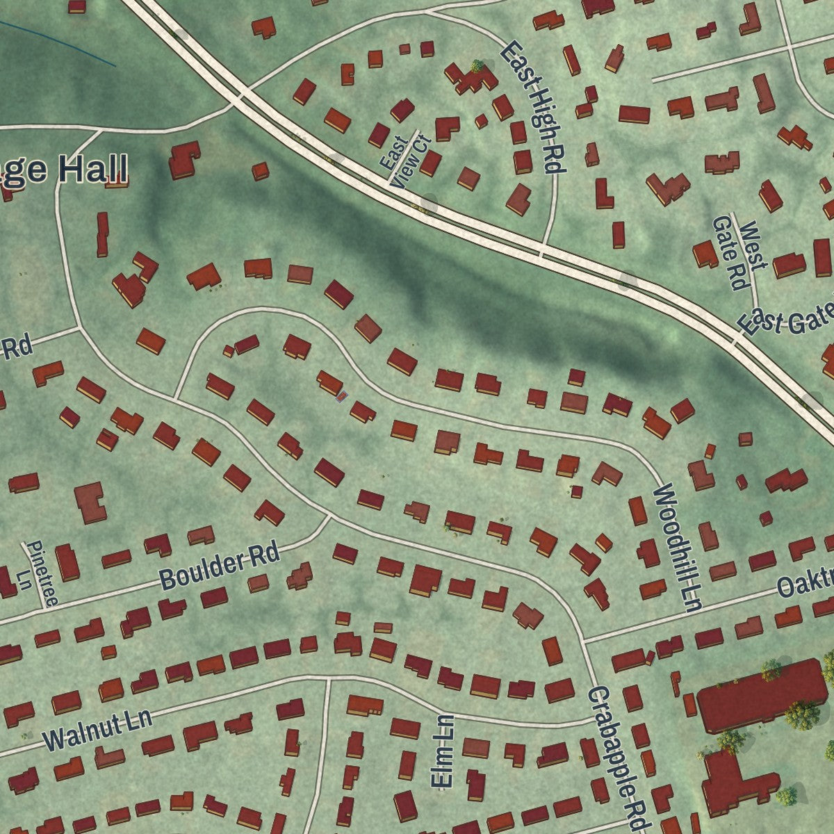 Close-up 2 of the Flower Hill, New York map artwork
