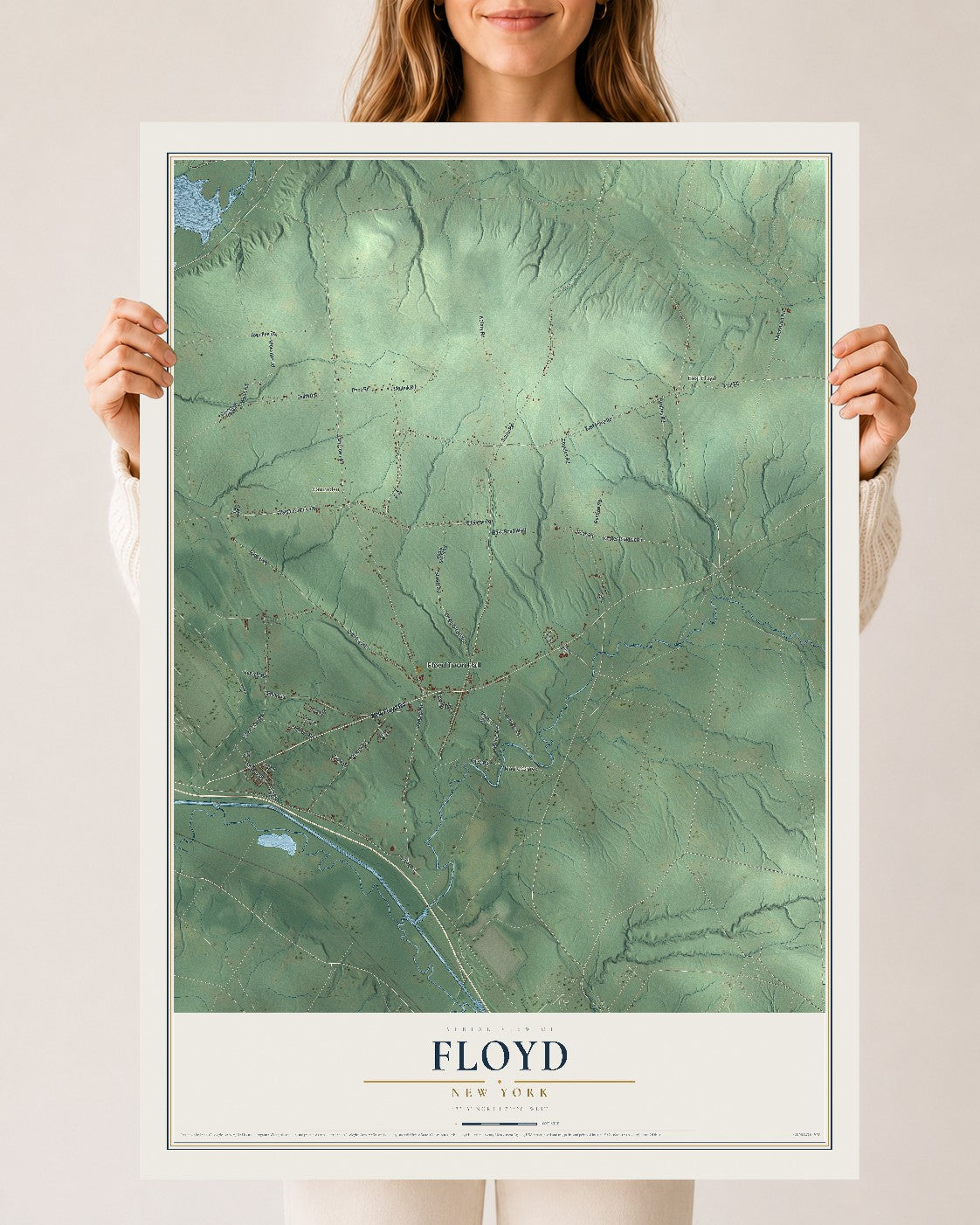 Floyd, New York map print, 24" x 36" Archival Matte Print mockup