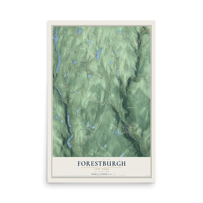 Forestburgh, New York map print, 12" x 18" Archival Matte Print mockup
