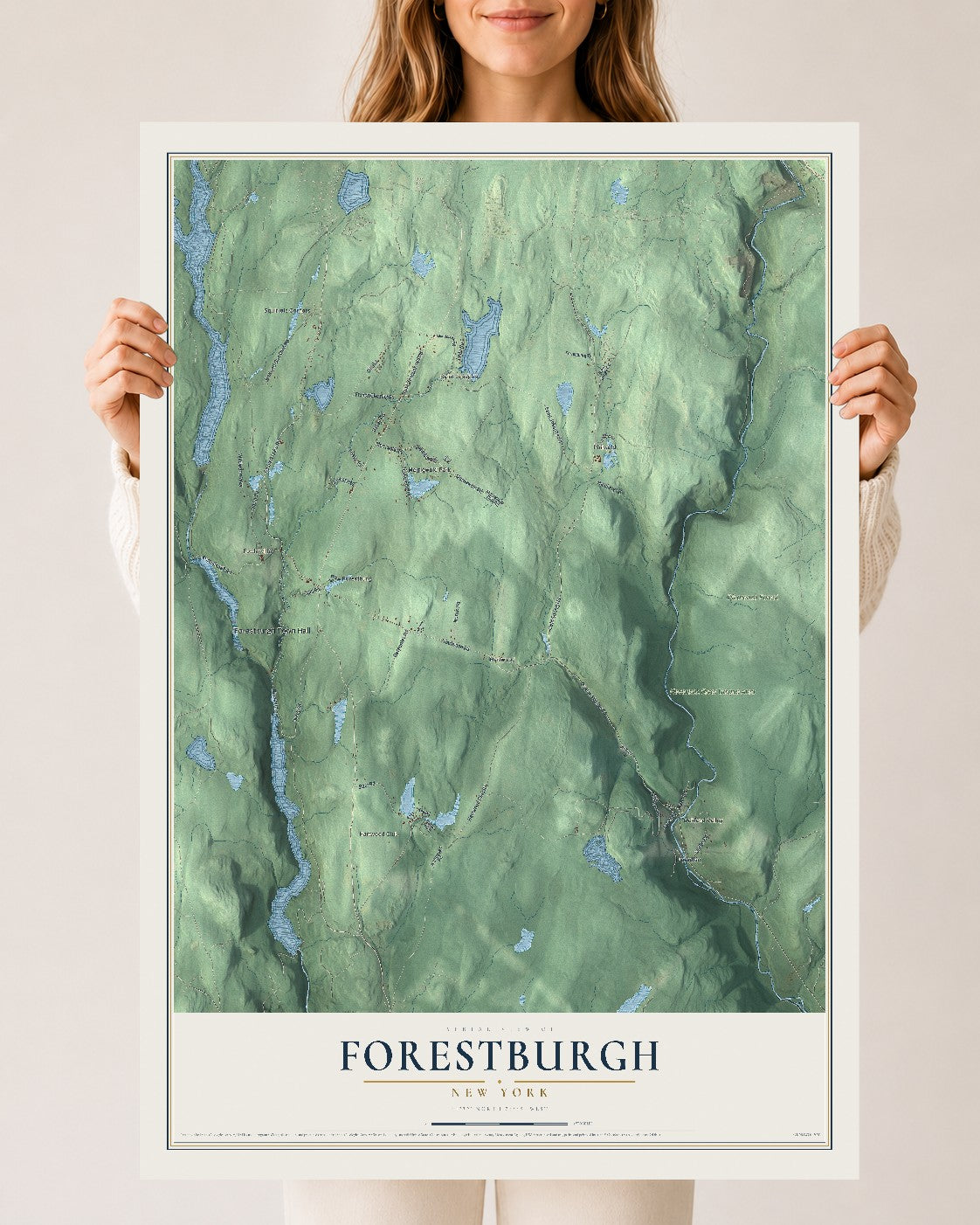 Forestburgh, New York map print, 24" x 36" Archival Matte Print mockup