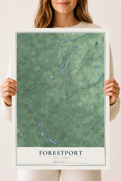 Forestport, New York map print, 18" x 24" Archival Matte Print mockup