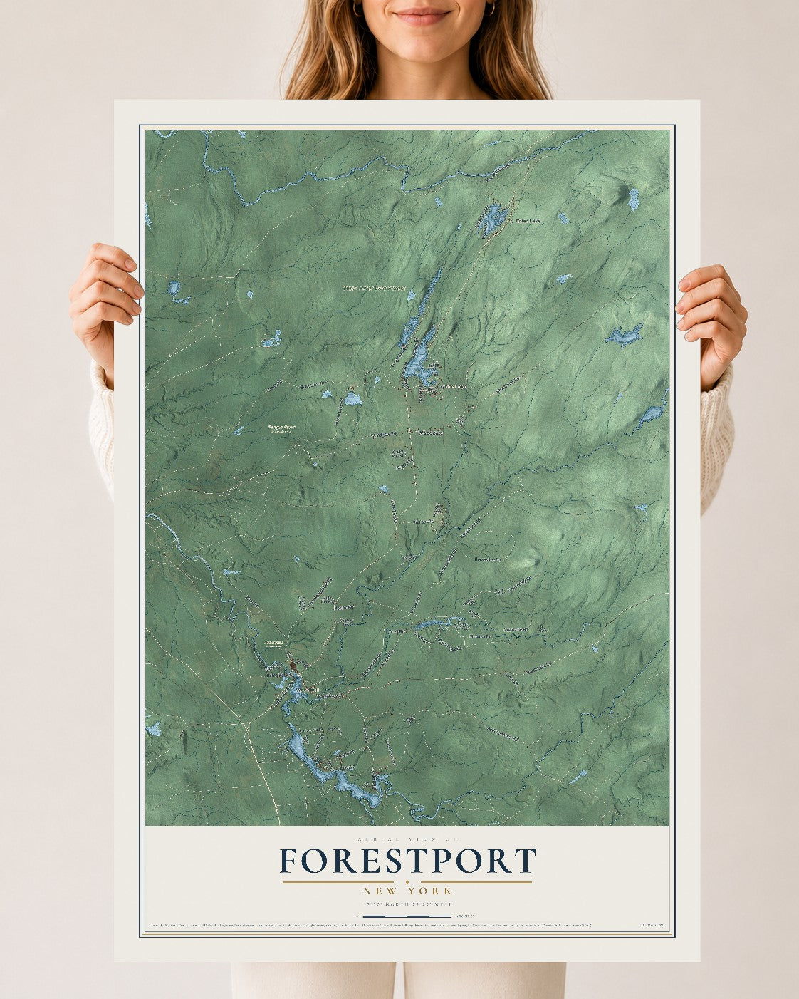 Forestport, New York map print, 24" x 36" Archival Matte Print mockup