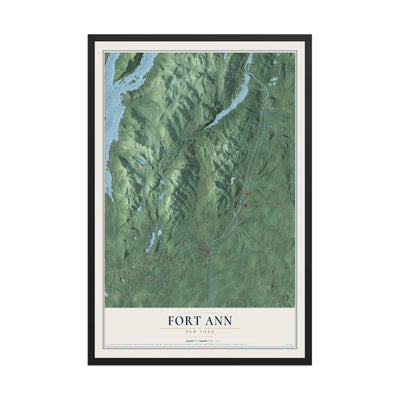 Fort Ann, New York map print, 12" x 18" W/ Black Ayous Wood Frame mockup