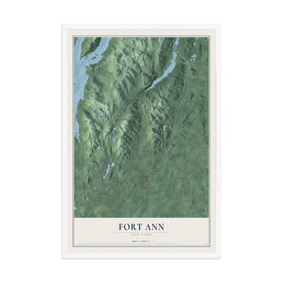 Fort Ann, New York map print, 12" x 18" W/ White Ayous Wood Frame mockup