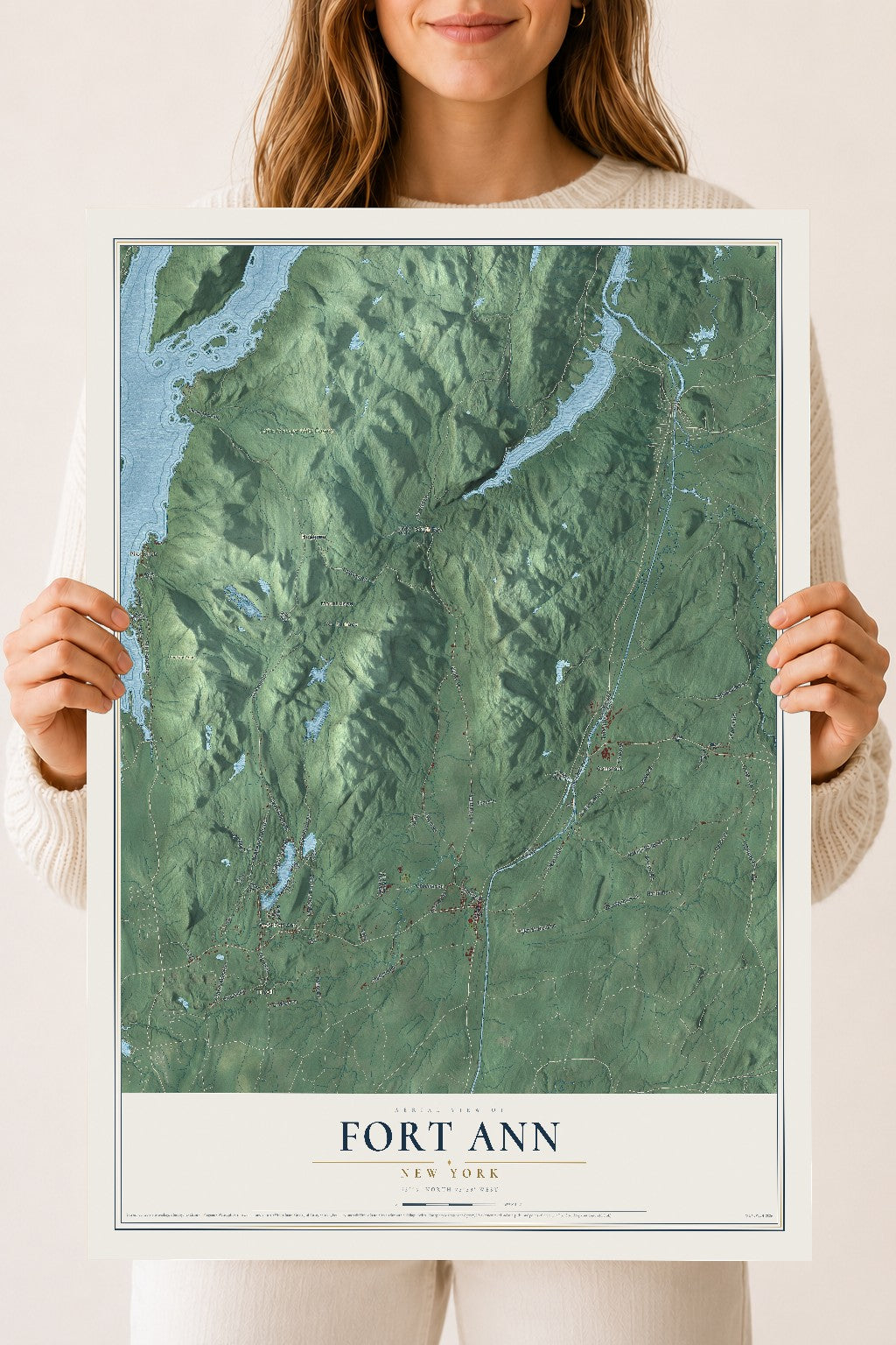 Fort Ann, New York map print, 18" x 24" Archival Matte Print mockup