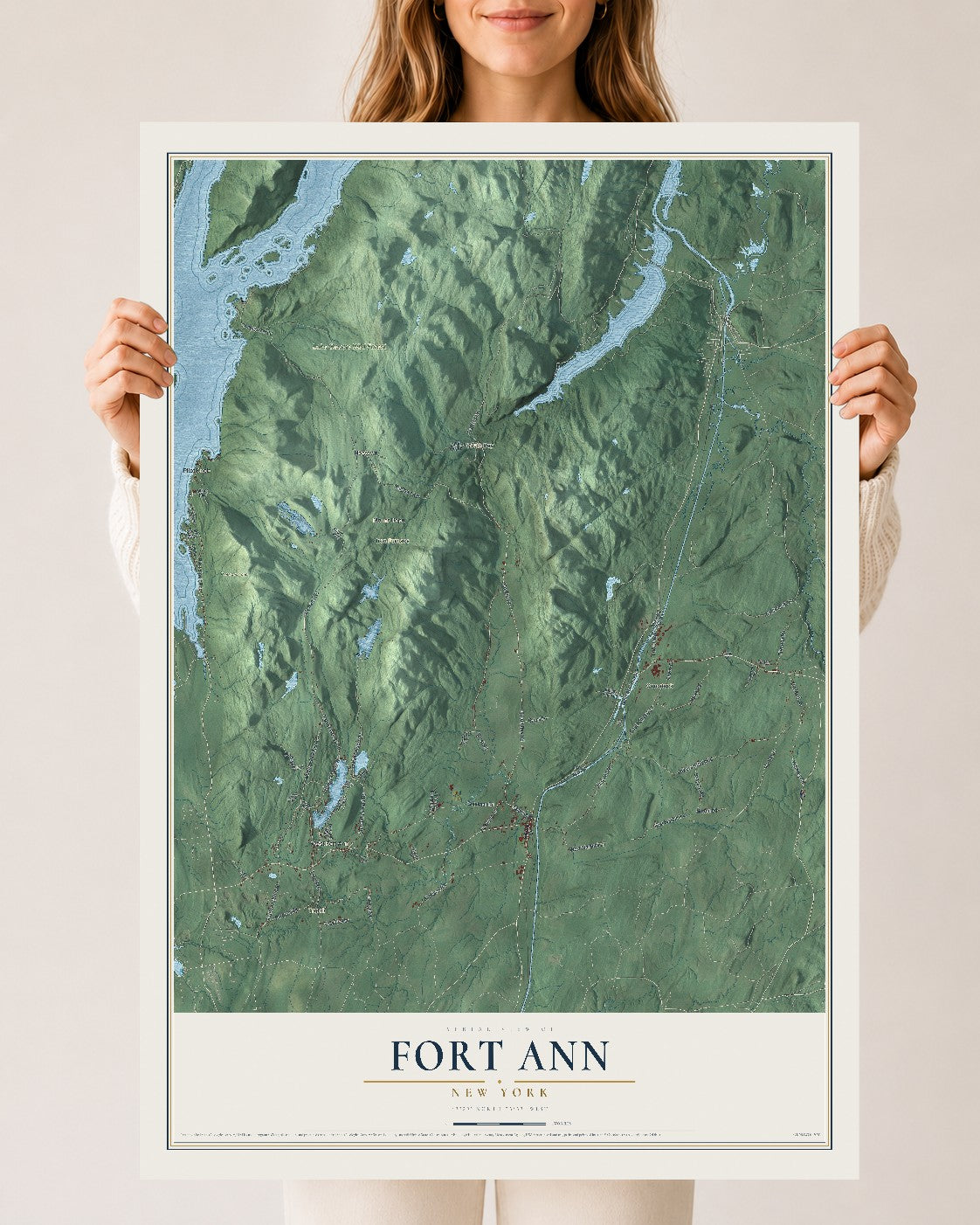 Fort Ann, New York map print, 24" x 36" Archival Matte Print mockup