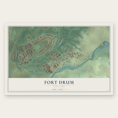 Fort Drum, New York map print, the full design