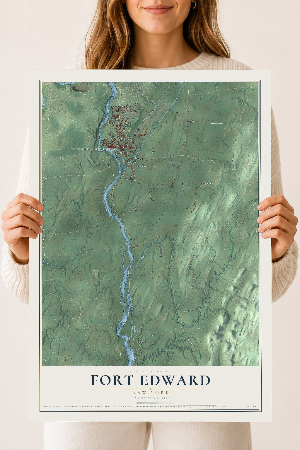 Fort Edward, New York map print, 18" x 24" Archival Matte Print mockup