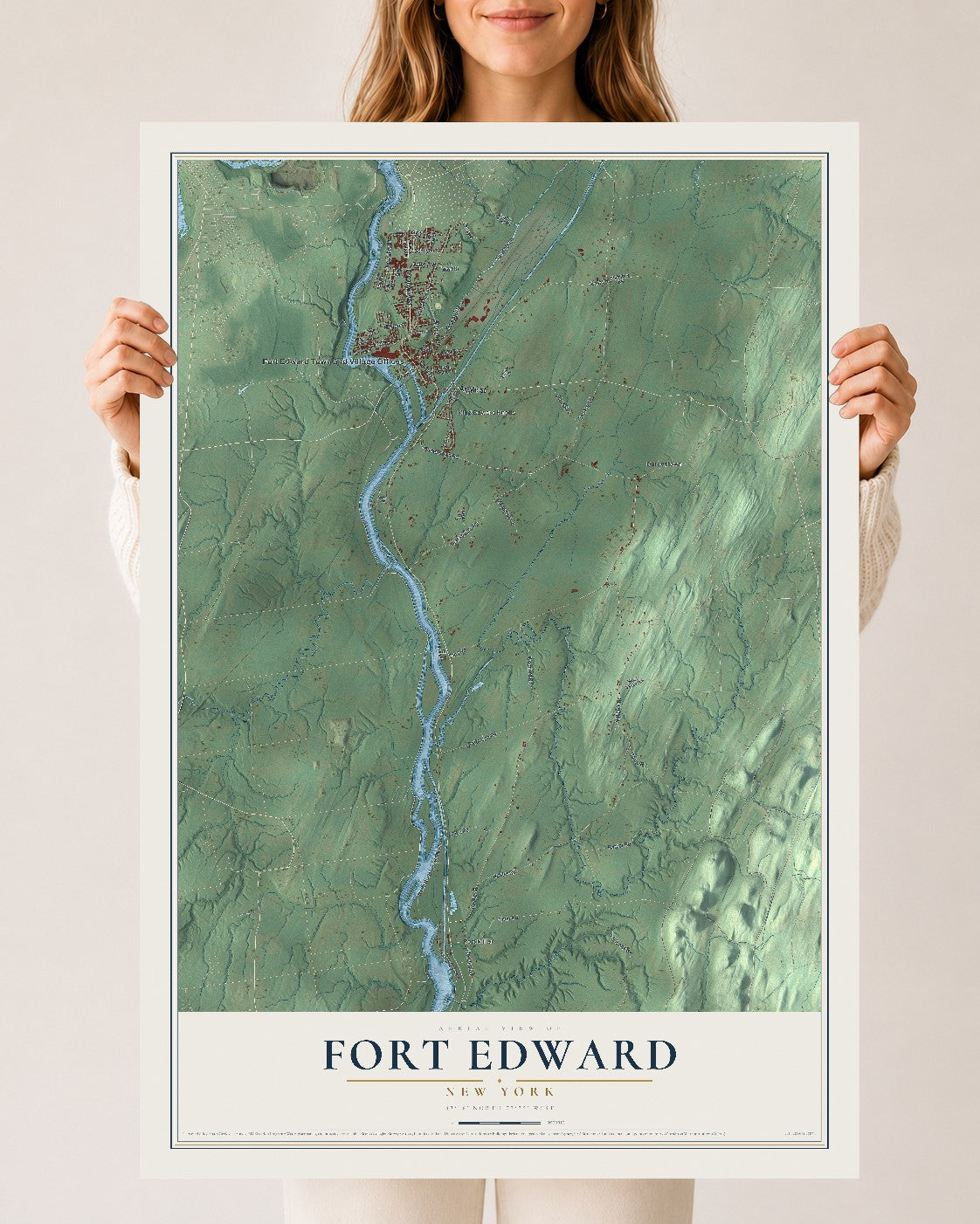 Fort Edward, New York map print, 24" x 36" Archival Matte Print mockup