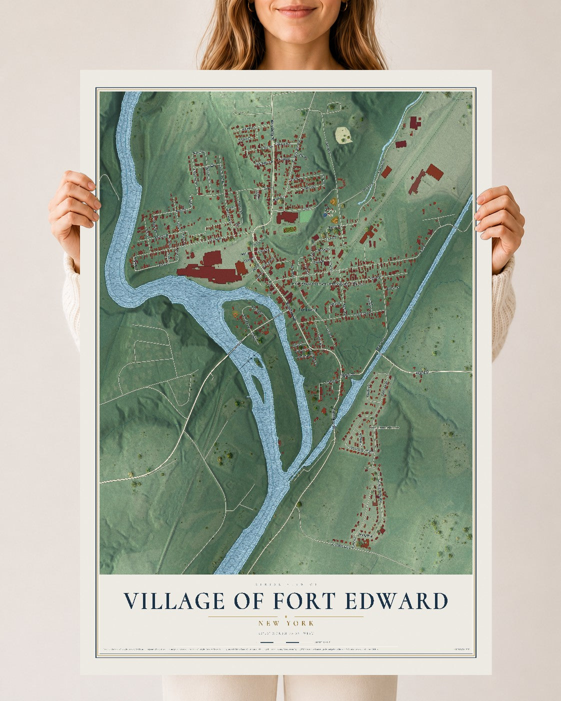 Fort Edward, New York map print, 24" x 36" Archival Matte Print mockup