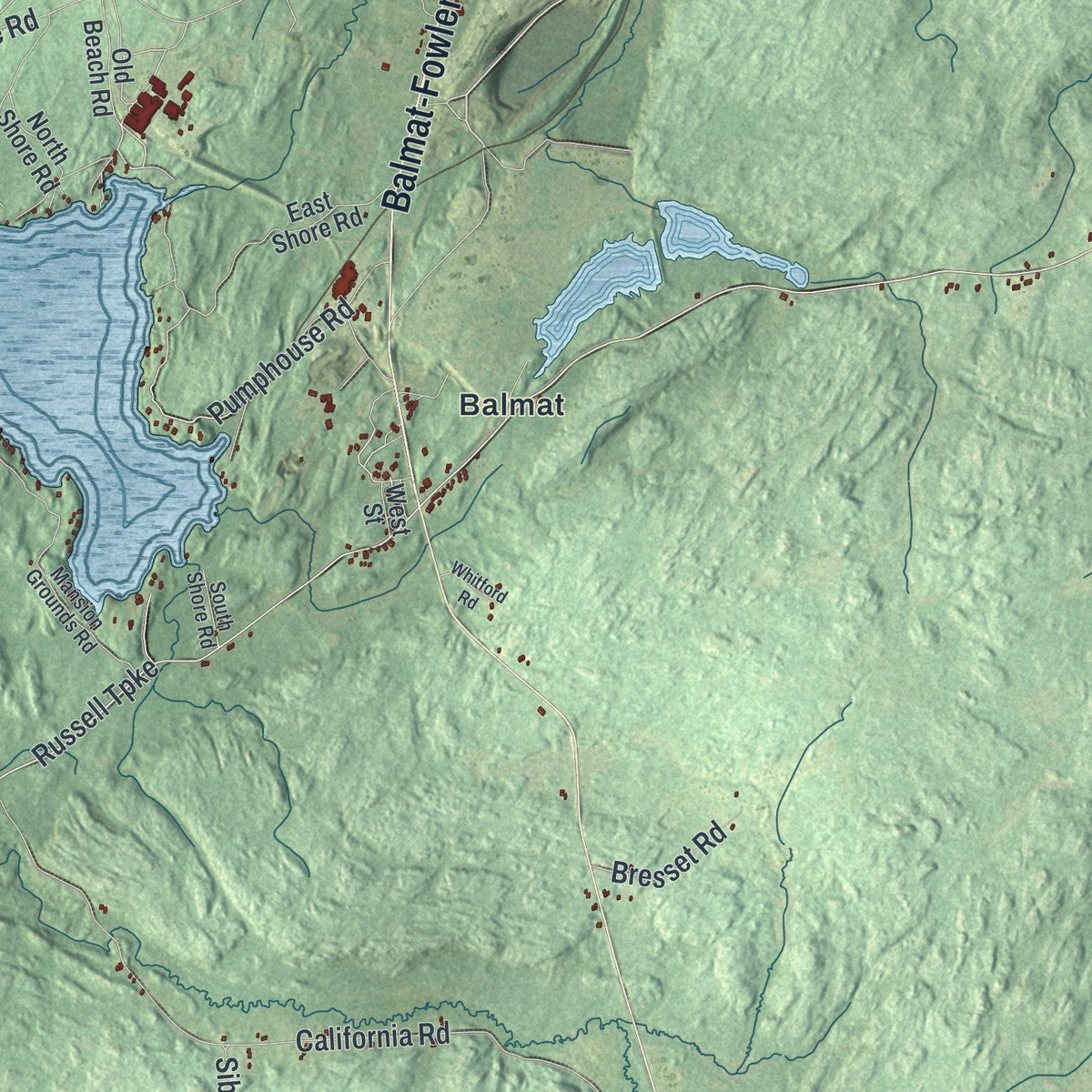 Close-up 1 of the Fowler, New York map artwork