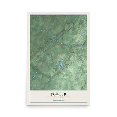 Fowler, New York map print, 12" x 18" Archival Matte Print mockup