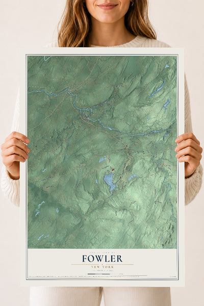 Fowler, New York map print, 18" x 24" Archival Matte Print mockup