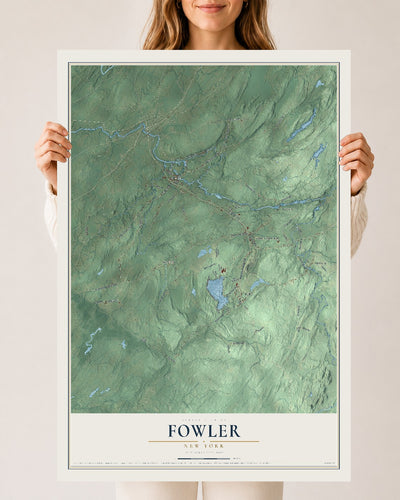 Fowler, New York map print, 24" x 36" Archival Matte Print mockup